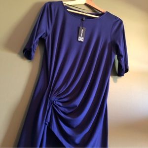 Dark blue/purple ascemetrical draped top